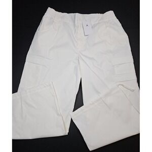 Air Jordan Womens Ivory Wide Leg High Rise Cargo Pants Size XL